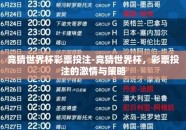 竞猜世界杯彩票投注-竞猜世界杯，彩票投注的激情与策略