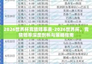 2026世界杯竞猜赔率表-2026世界杯，竞猜赔率深度剖析与策略指南