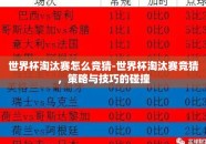 世界杯淘汰赛怎么竞猜-世界杯淘汰赛竞猜，策略与技巧的碰撞