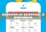 足彩世界杯竞彩分析-足彩世界杯竞彩，深度洞察与策略分析
