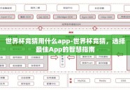 世界杯竞猜用什么app-世界杯竞猜，选择最佳App的智慧指南