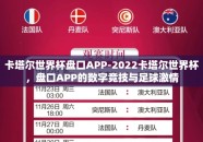 卡塔尔世界杯盘口APP-2022卡塔尔世界杯，盘口APP的数字竞技与足球激情