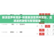 新浪世界杯竞彩-探索新浪世界杯竞彩，足球迷的激情与智慧碰撞