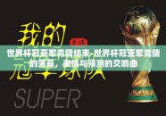 世界杯冠亚军竞猜结束-世界杯冠亚军竞猜的落幕，激情与预测的交响曲