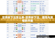 世界杯下注怎么弄-世界杯下注，理性与激情的平衡