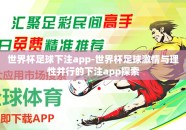 世界杯足球下注app-世界杯足球激情与理性并行的下注app探索