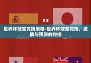 世界杯冠军竞猜表格-世界杯冠军竞猜，激情与预测的碰撞