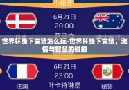 世界杯线下竞猜怎么玩-世界杯线下竞猜，激情与智慧的碰撞