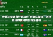 世界杯竞猜用什么软件-世界杯竞猜，选择合适的软件提升娱乐体验