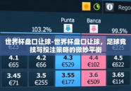世界杯盘口让球-世界杯盘口让球，足球竞技与投注策略的微妙平衡