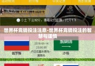 世界杯竞猜投注注意-世界杯竞猜投注的智慧与谨慎