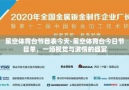 星空体育台节目表今天-星空体育台今日节目单，一场视觉与激情的盛宴