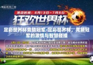 足彩世界杯竞猜冠军-足彩世界杯，竞猜冠军的激情与智慧碰撞