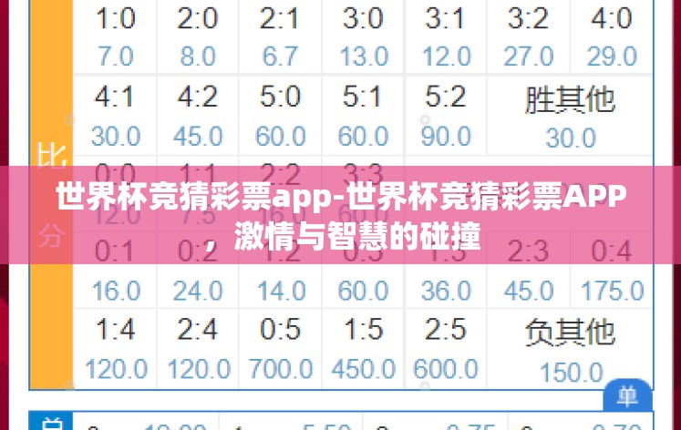 世界杯竞猜彩票app-世界杯竞猜彩票APP，激情与智慧的碰撞