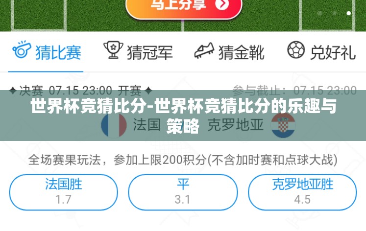 世界杯竞猜比分-世界杯竞猜比分的乐趣与策略 世界杯竞猜比分-世界杯竞猜比分的乐趣与策略