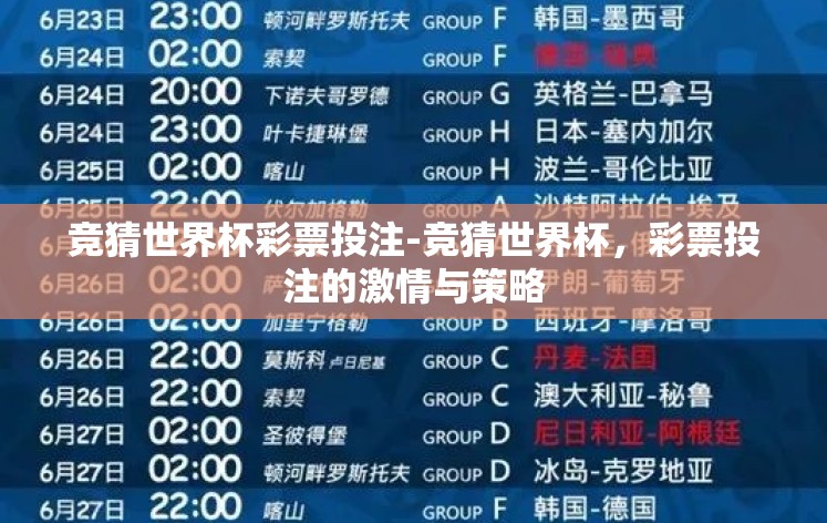 竞猜世界杯彩票投注-竞猜世界杯,彩票投注的激情与策略 竞猜世界杯彩票投注-竞猜世界杯,彩票投注的激情与策略