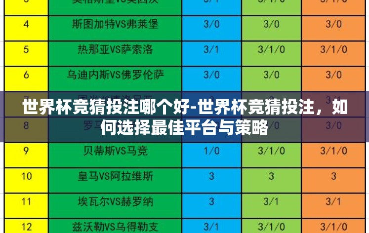 世界杯竞猜投注哪个好-世界杯竞猜投注,如何选择最佳平台与策略 世界杯竞猜投注哪个好-世界杯竞猜投注,如何选择最佳平台与策略