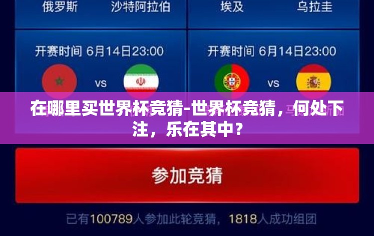 在哪里买世界杯竞猜-世界杯竞猜，何处下注，乐在其中？