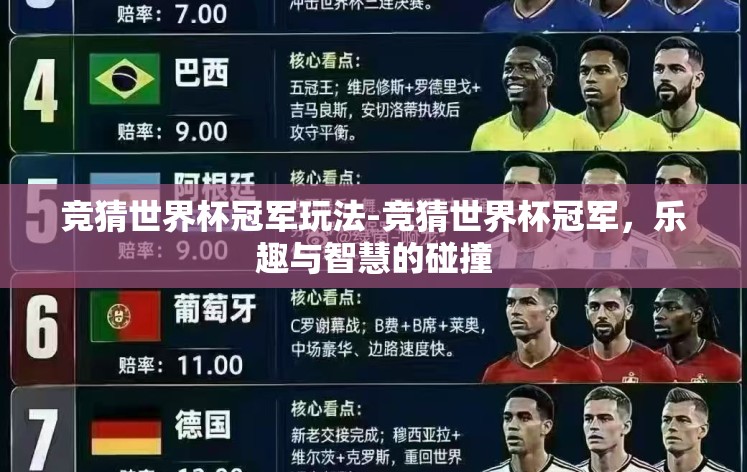 竞猜世界杯冠军玩法-竞猜世界杯冠军，乐趣与智慧的碰撞