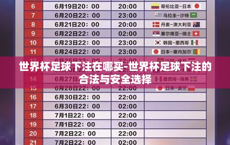 世界杯足球下注在哪买-世界杯足球下注的合法与安全选择 世界杯足球下注在哪买-世界杯足球下注的合法与安全选择