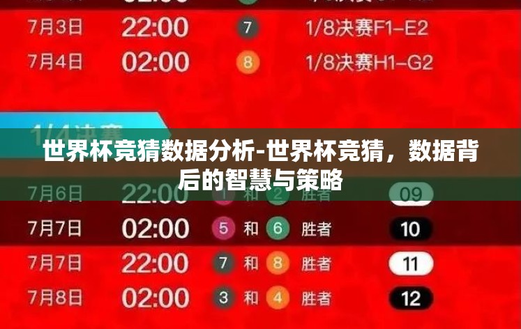 世界杯竞猜数据分析-世界杯竞猜，数据背后的智慧与策略