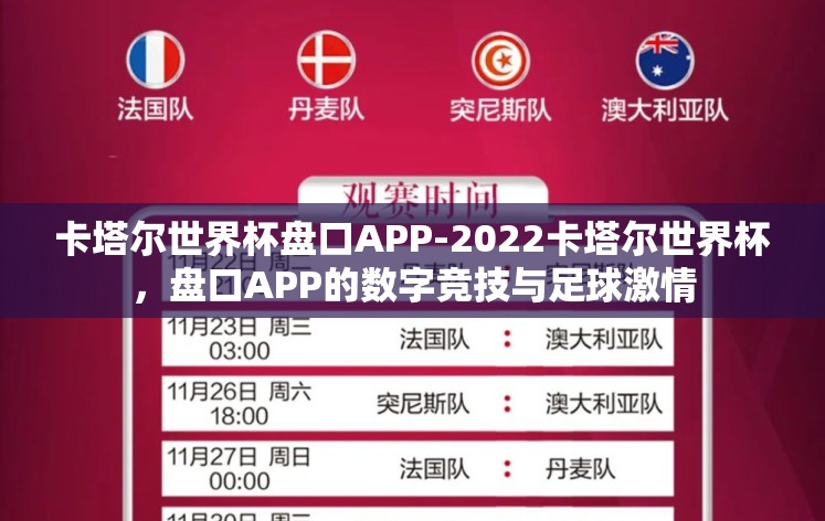 卡塔尔世界杯盘口APP-2022卡塔尔世界杯，盘口APP的数字竞技与足球激情