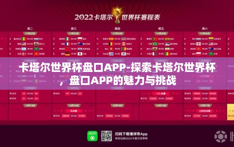 卡塔尔世界杯盘口APP-探索卡塔尔世界杯，盘口APP的魅力与挑战