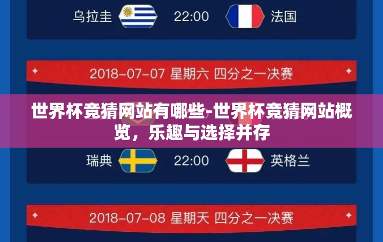 世界杯竞猜网站有哪些-世界杯竞猜网站概览,乐趣与选择并存 世界杯竞猜网站有哪些-世界杯竞猜网站概览,乐趣与选择并存