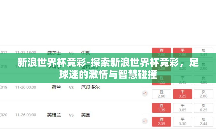 新浪世界杯竞彩-探索新浪世界杯竞彩，足球迷的激情与智慧碰撞
