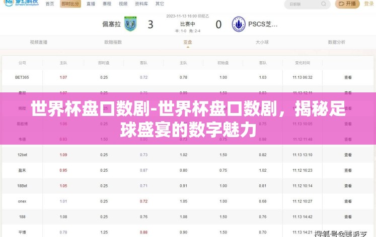 世界杯盘口数剧-世界杯盘口数剧，揭秘足球盛宴的数字魅力