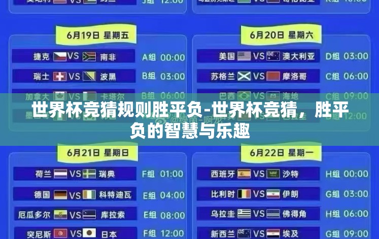 世界杯竞猜规则胜平负-世界杯竞猜，胜平负的智慧与乐趣