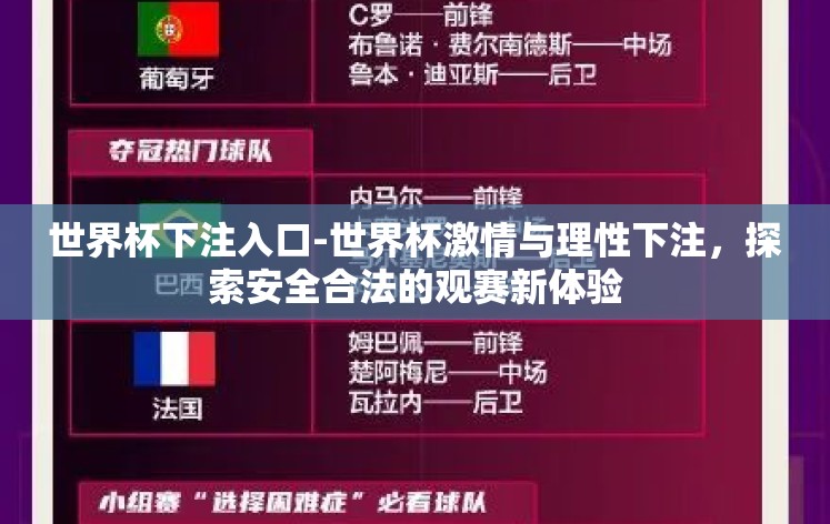 世界杯下注入口-世界杯激情与理性下注,探索安全合法的观赛新体验 世界杯下注入口-世界杯激情与理性下注,探索安全合法的观赛新体验