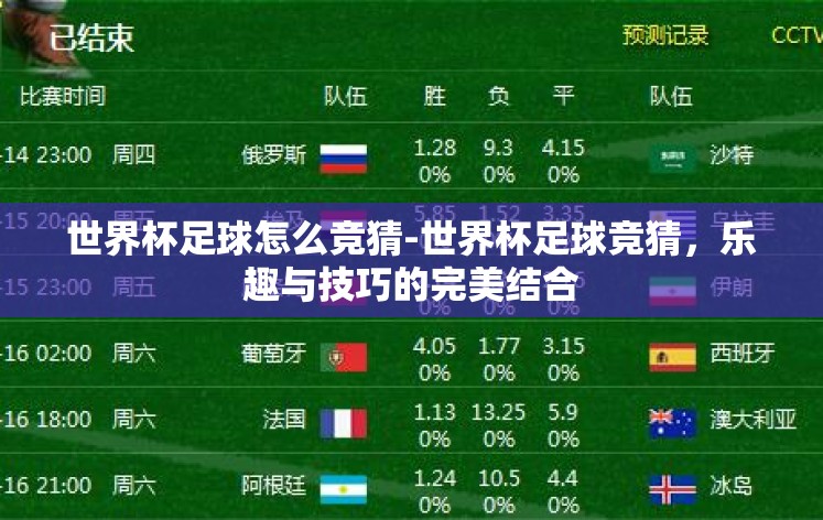 世界杯足球怎么竞猜-世界杯足球竞猜，乐趣与技巧的完美结合