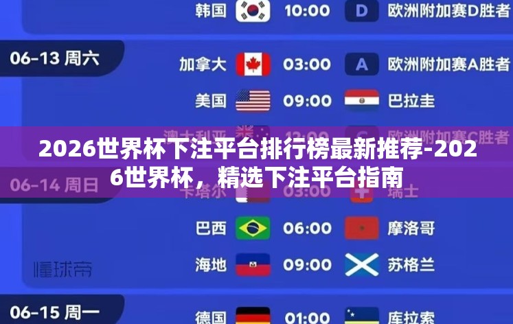 2026世界杯下注平台排行榜最新推荐-2026世界杯，精选下注平台指南