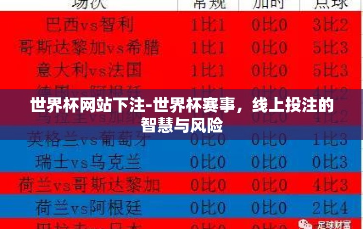 世界杯网站下注-世界杯赛事，线上投注的智慧与风险