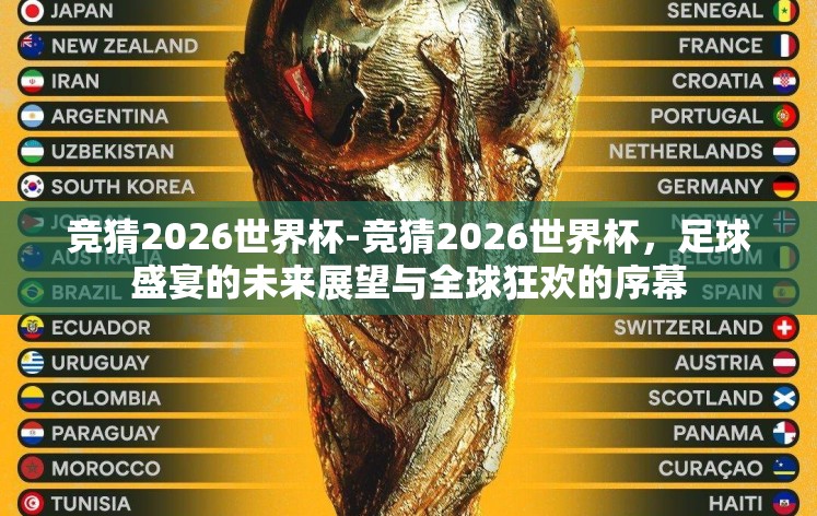 竞猜2026世界杯-竞猜2026世界杯，足球盛宴的未来展望与全球狂欢的序幕
